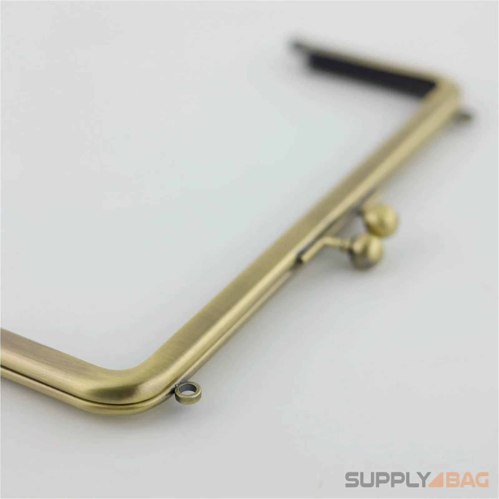 7 x 2 3/4 inch - Kisslock Clasp - Antique Brass Metal Purse Frame with O Rings