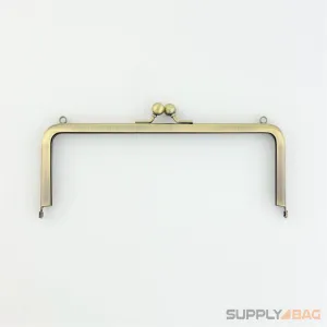 7 x 2 3/4 inch - Kisslock Clasp - Antique Brass Metal Purse Frame with O Rings