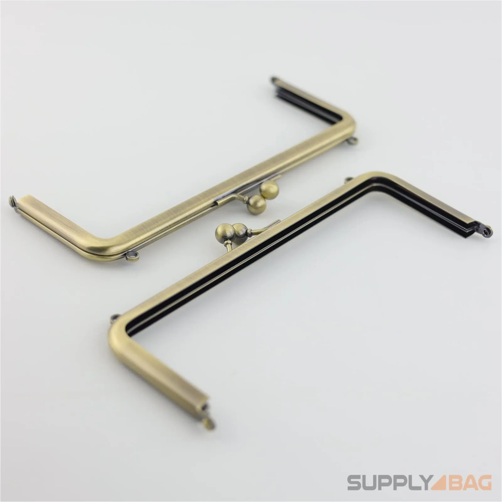 7 x 2 3/4 inch - Kisslock Clasp - Antique Brass Metal Purse Frame with O Rings