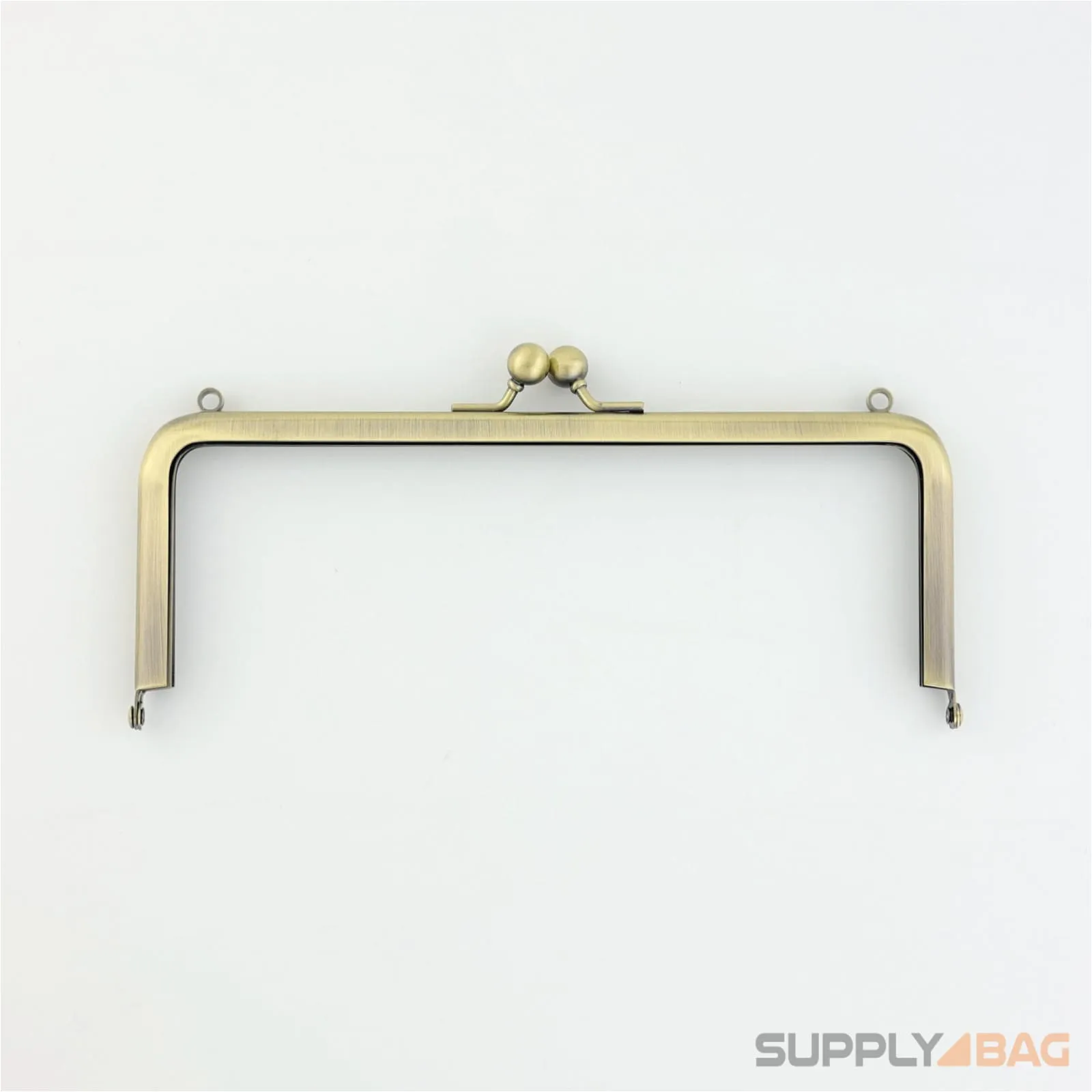 7 x 2 3/4 inch - Kisslock Clasp - Antique Brass Metal Purse Frame with O Rings