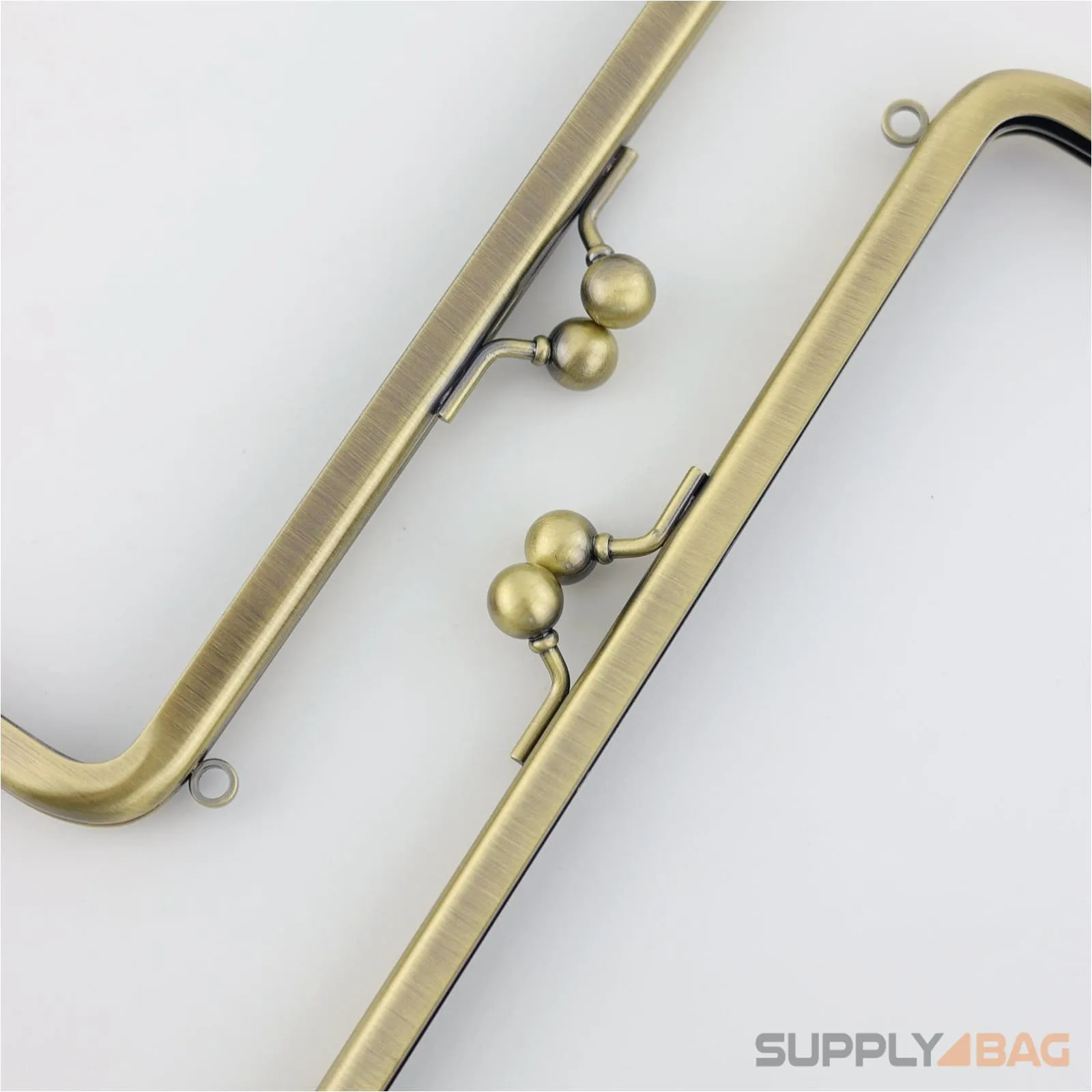 7 x 2 3/4 inch - Kisslock Clasp - Antique Brass Metal Purse Frame with O Rings