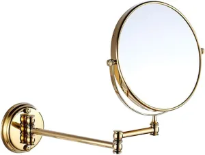 7Trees 8-Inch Retro Bathroom Folding Wall Mount Make-Up Mirror Flip Telescopic Beauty Mirror (Gold)