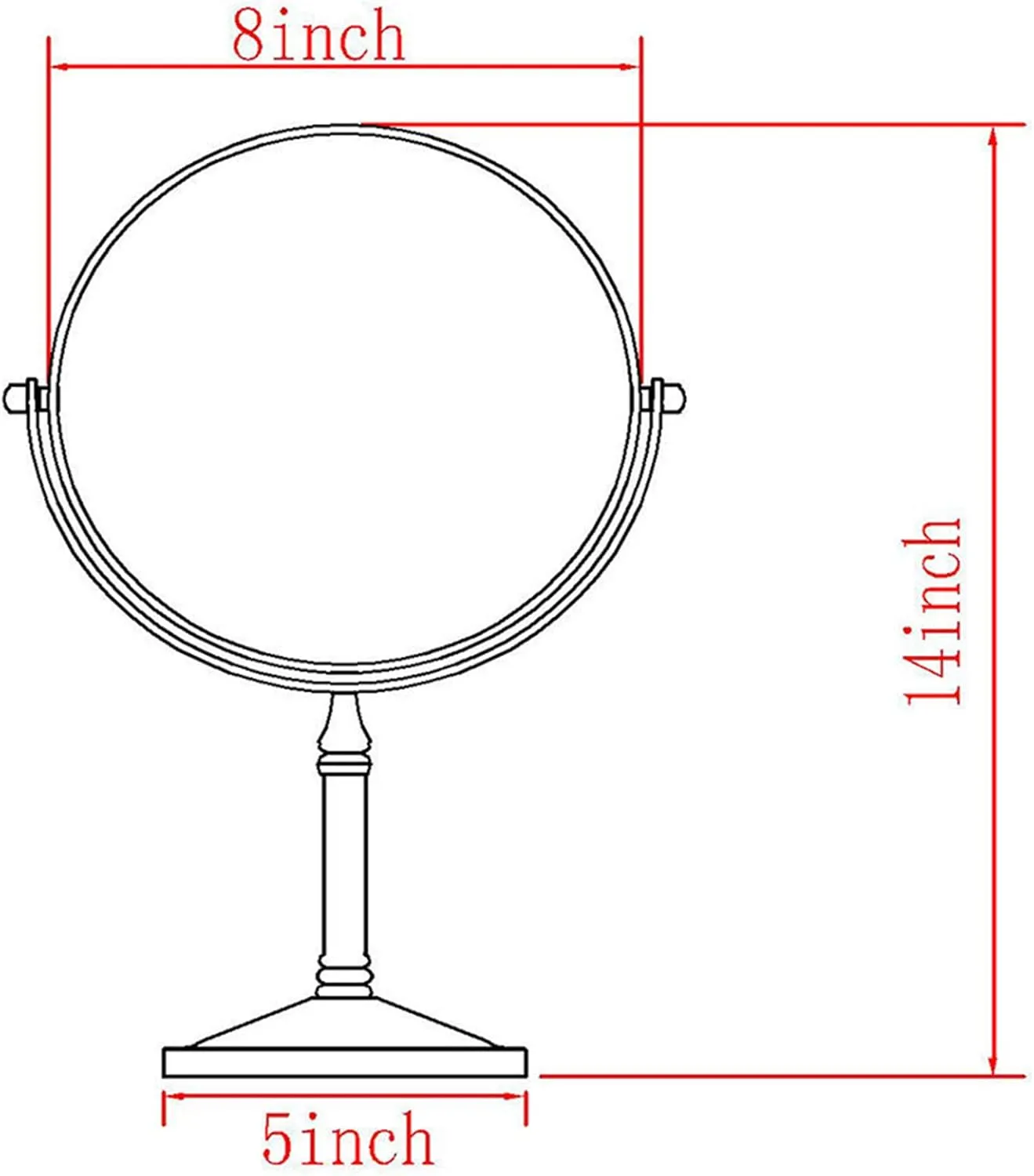 8 Inch Brass Makeup Mirrors, Double Sided Standing Vanity Mirror, 1X and 3X/5X/7X/10X Magnifying, 360° Rotation Countertop Cosmetic Mirrors (Gold 5X)
