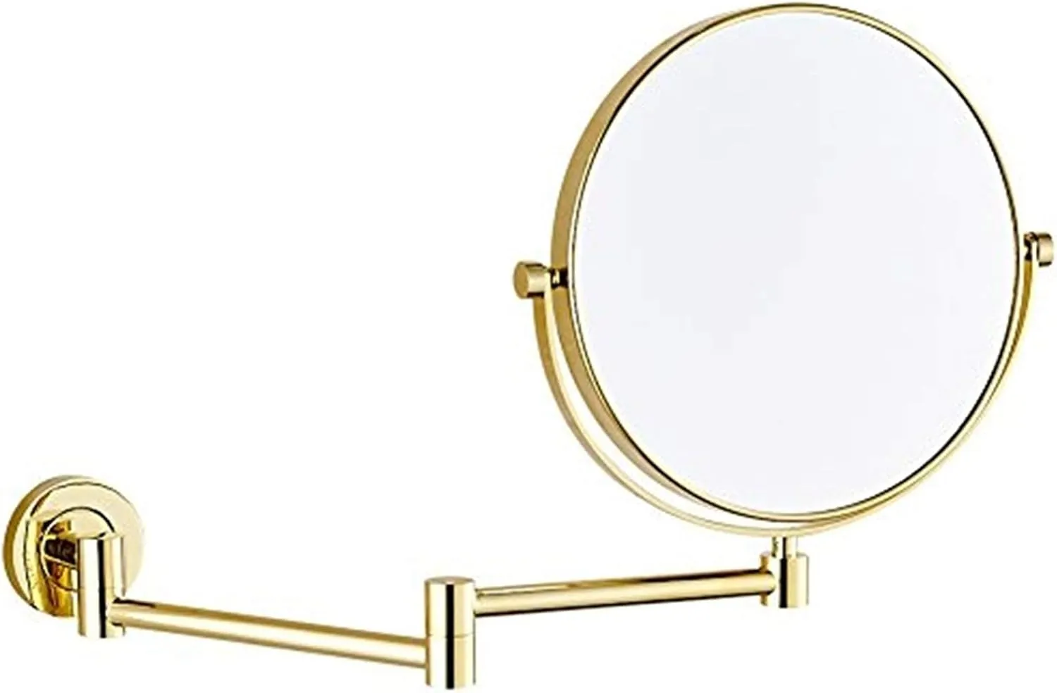 8-Inch Brass Wall-Mounted Makeup Mirror with 10X Magnification - 360° Swivel Double-Sided Vanity Mirror for Bathroom & Shaving Cosmetic Mirror