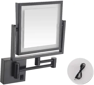8 Inch Double Sided Swivel Vanity Mirror, with 3X Magnification, Makeup Mirror Wall Mount with Lights and Magnification