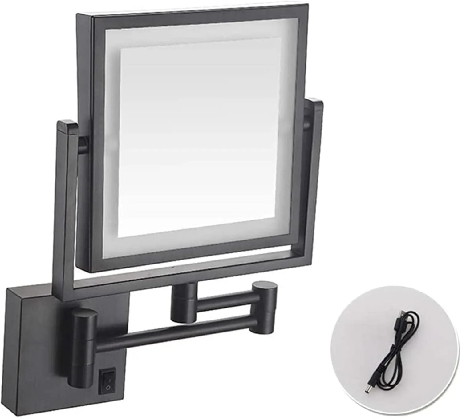 8 Inch Double Sided Swivel Vanity Mirror, with 3X Magnification, Makeup Mirror Wall Mount with Lights and Magnification