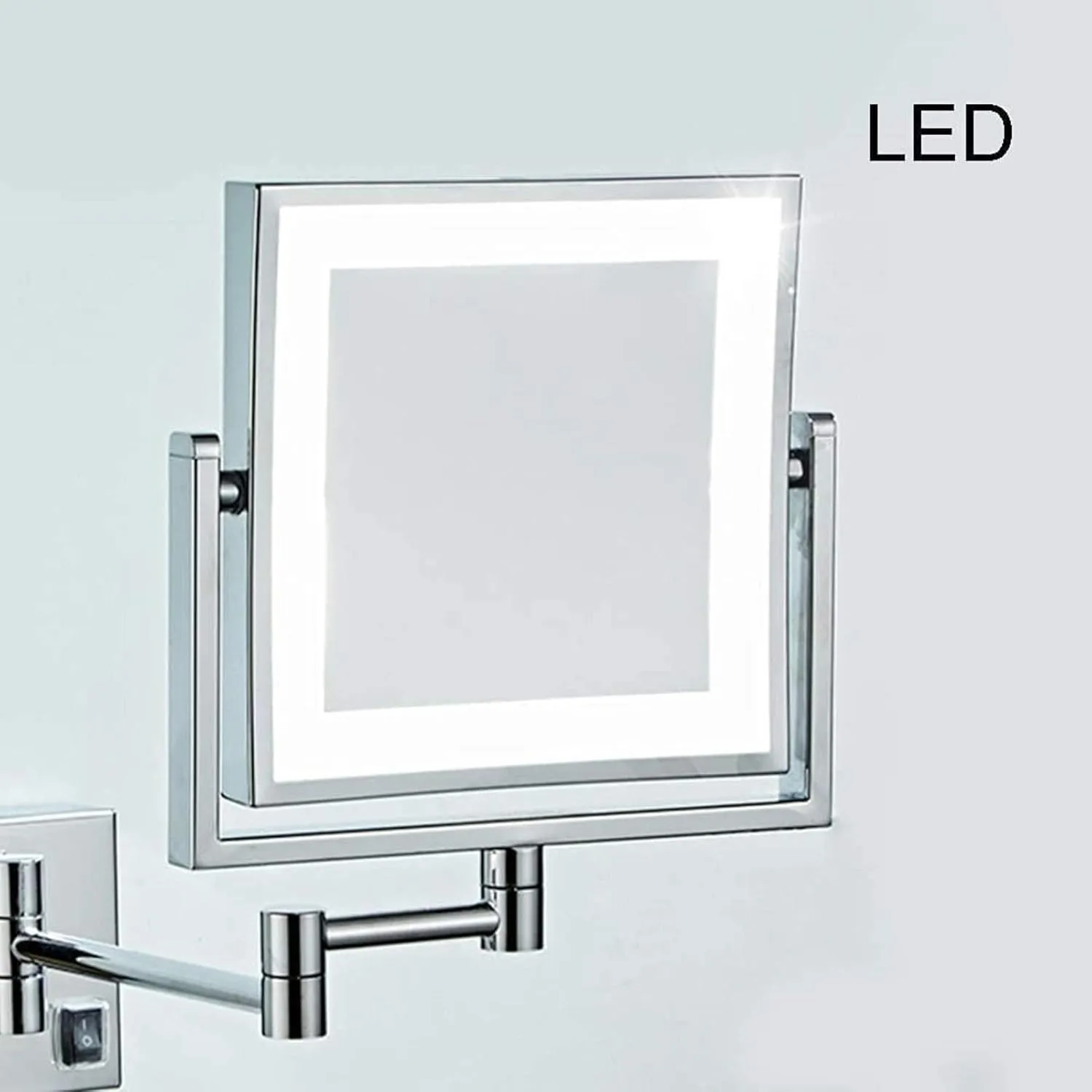 8 Inch Double Sided Swivel Vanity Mirror, with 3X Magnification, Makeup Mirror Wall Mount with Lights and Magnification