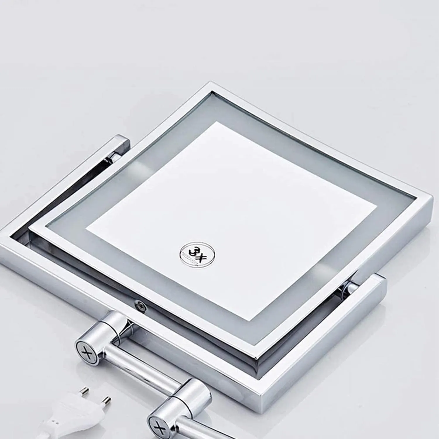 8 Inch Double Sided Swivel Vanity Mirror, with 3X Magnification, Makeup Mirror Wall Mount with Lights and Magnification