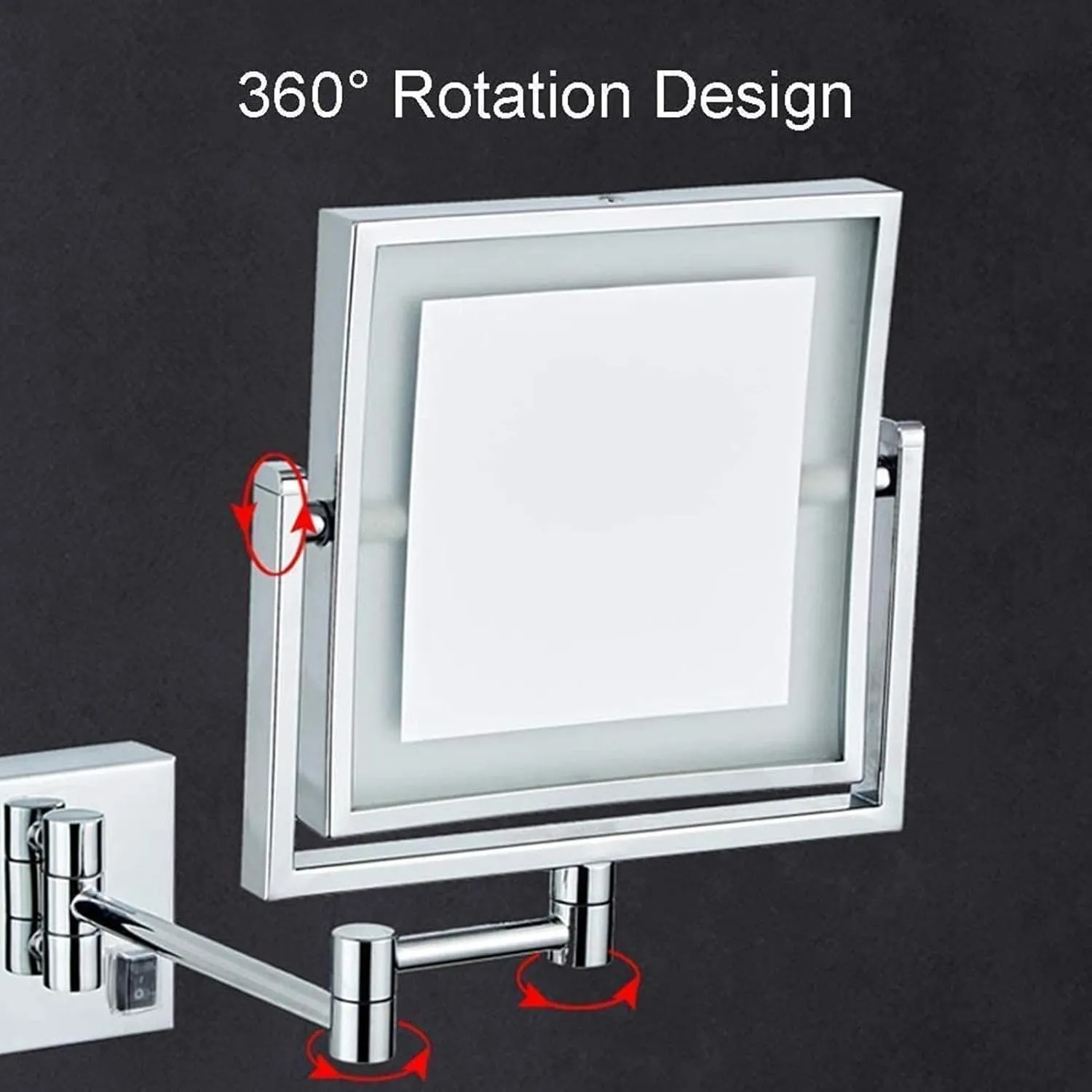 8 Inch Double Sided Swivel Vanity Mirror, with 3X Magnification, Makeup Mirror Wall Mount with Lights and Magnification