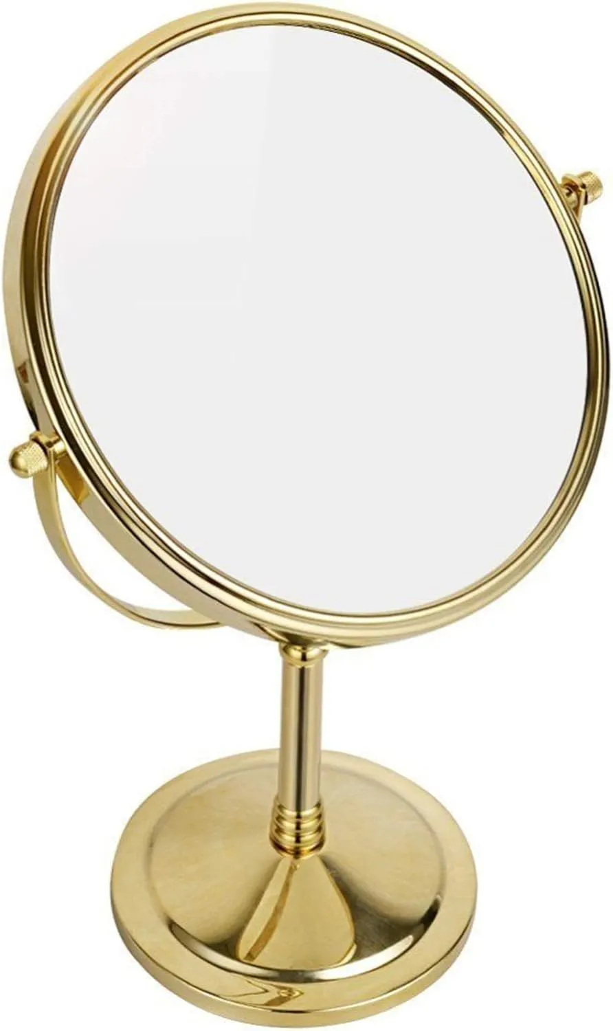 8 Inch Gold Double Sided Brass Magnifying Makeup Mirror - 360° Rotation Tabletop Vanity Mirror for Cosmetics and Shaving Cosmetic Mirror(10x)
