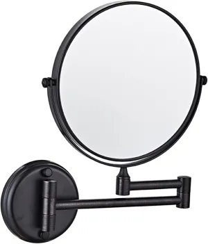 8 Inch Wall Mounted Makeup Mirror, Double-Sided Brass Vanity Mirror with 10X Magnification, 360° Swivel Adjustable, Gold HD Shaving Mirror(Black,7X)