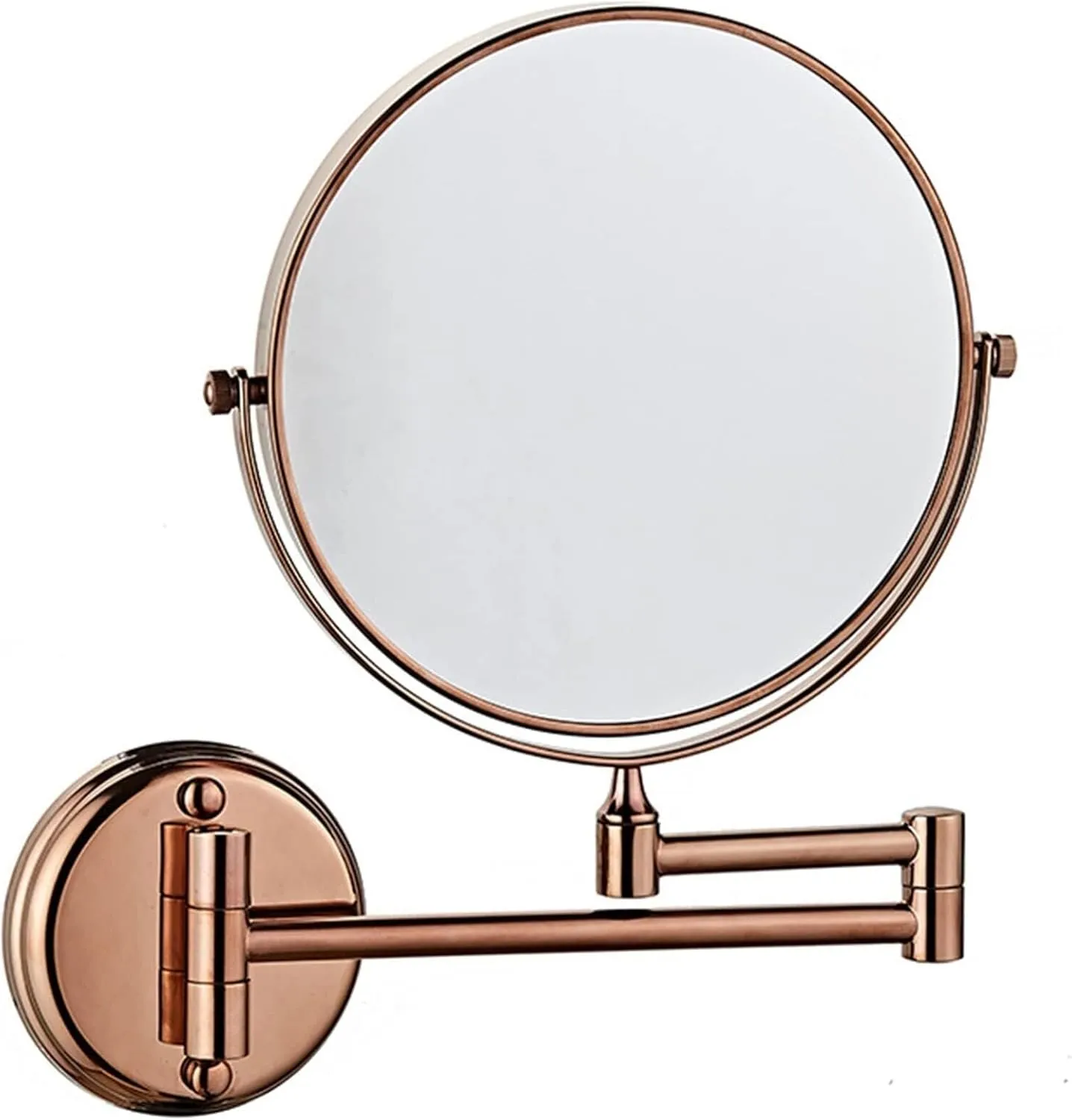 8 Inch Wall Mounted Makeup Mirror, Double-Sided Brass Vanity Mirror with 10X Magnification, 360° Swivel Adjustable, Gold HD Shaving Mirror(Copper,7X)