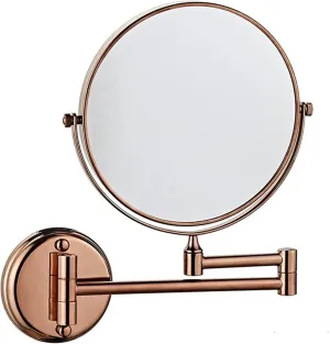 8 Inch Wall Mounted Makeup Mirror, Double-Sided Brass Vanity Mirror with 10X Magnification, 360° Swivel Adjustable, Gold HD Shaving Mirror(Copper,7X)