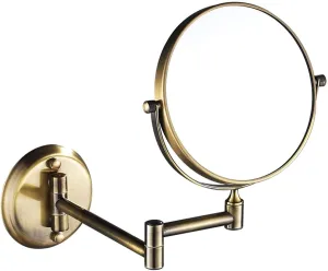 8-Inch Wall Mounted Makeup Mirror, Double-Sided Vanity Mirror with 3X/5X/7X/10X Magnification, 360° Swivel Extendable Arm(Antique Copper,3X)