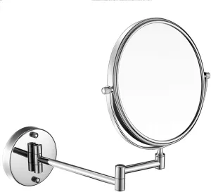 8-Inch Wall Mounted Makeup Mirror, Double-Sided Vanity Mirror with 3X/5X/7X/10X Magnification, 360° Swivel Extendable Arm(Silver,3X)