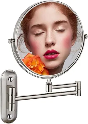 8-Inch Wall-Mounted Makeup Mirror, Double-Sided with 10X Magnification, 360° Rotation, for Makeup, Shaving Facial Care