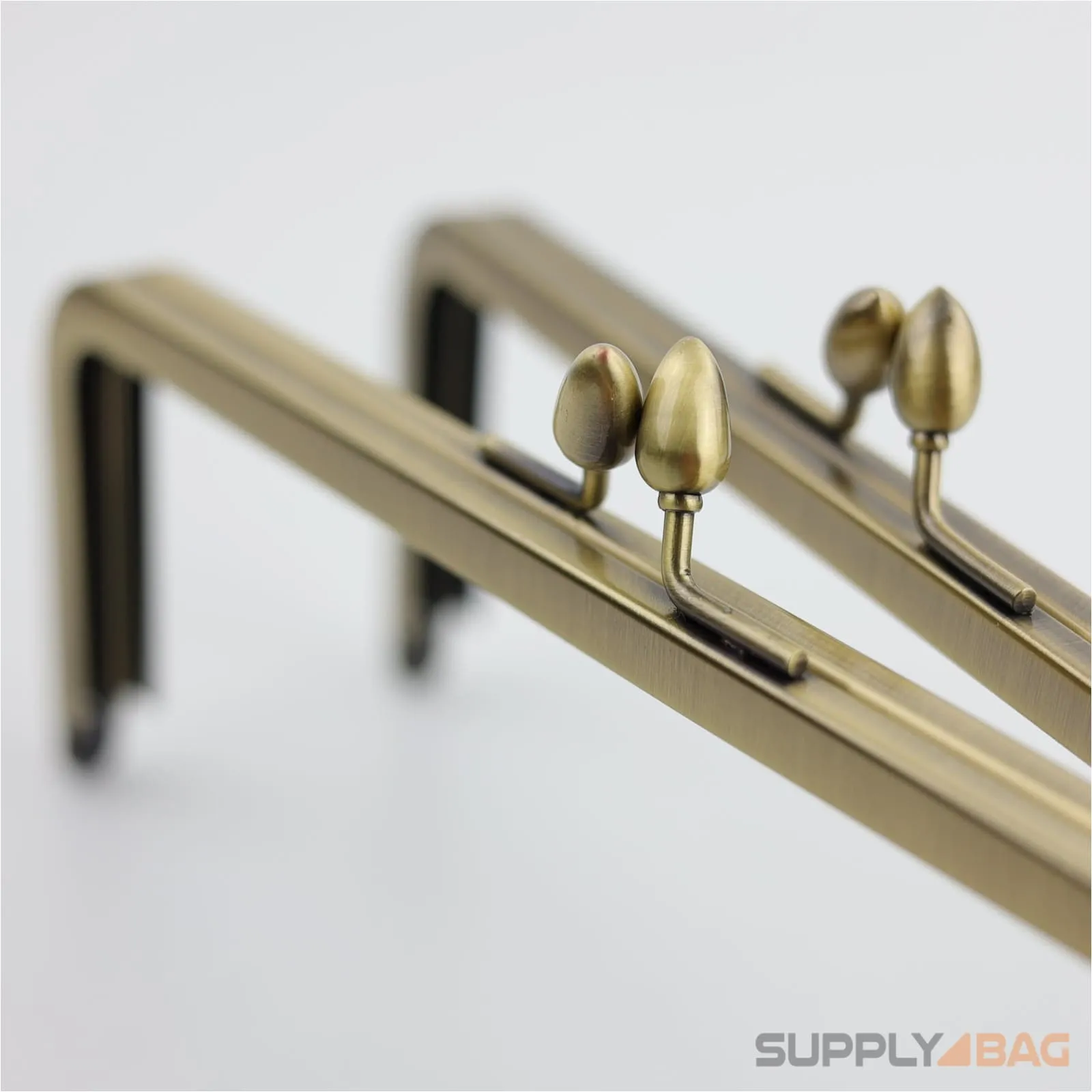 8 x 3 inch - Teardrop Clasp - Antique Brass Metal Purse Frame