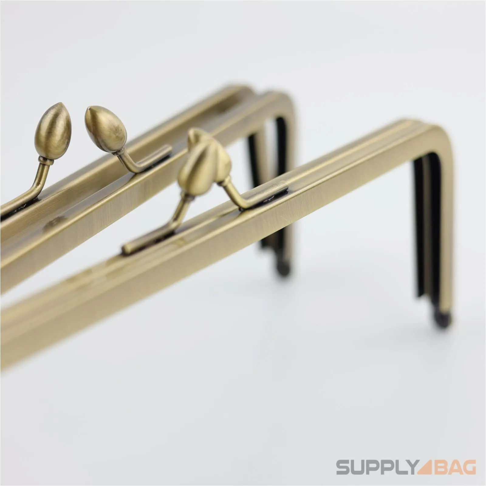 8 x 3 inch - Teardrop Clasp - Antique Brass Metal Purse Frame