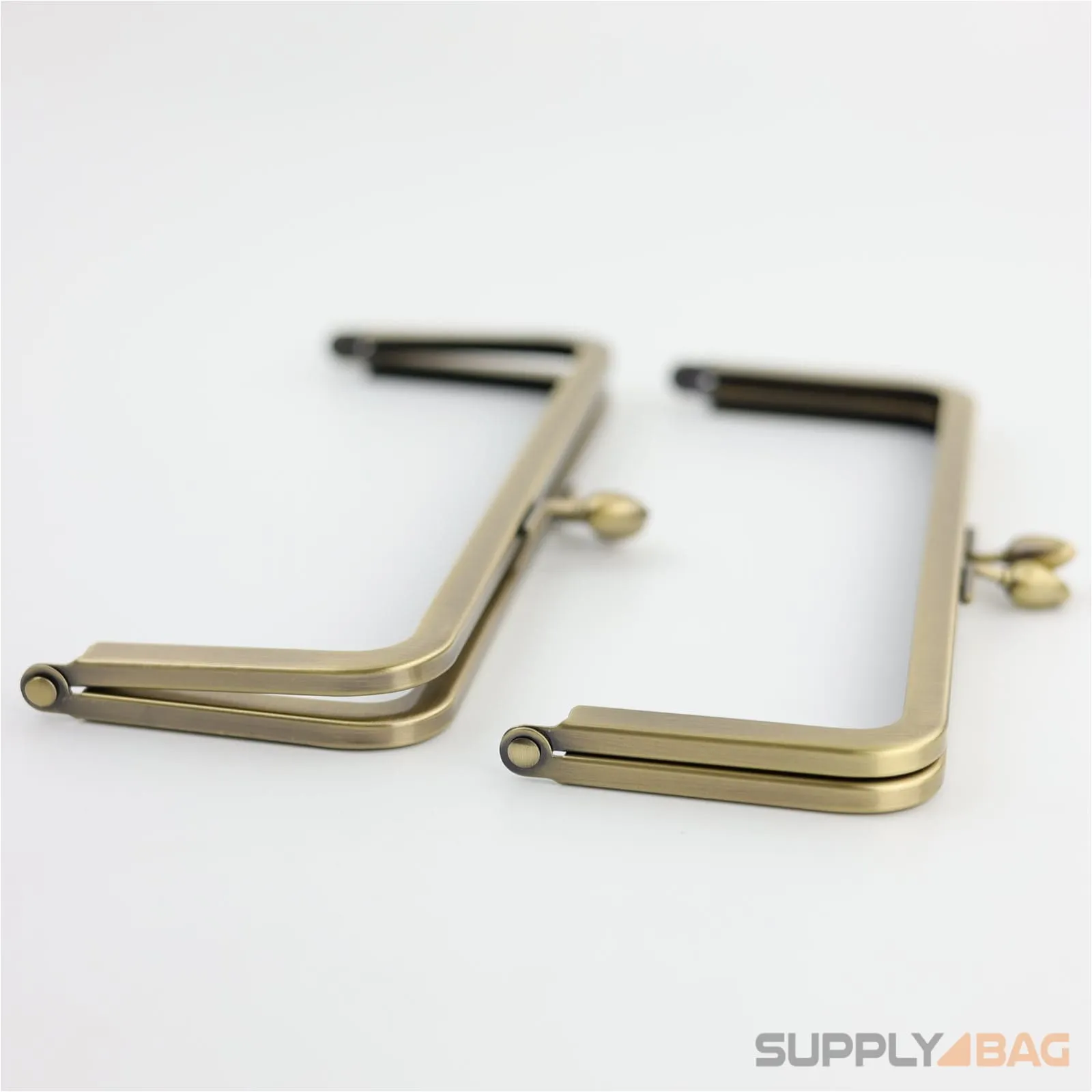 8 x 3 inch - Teardrop Clasp - Antique Brass Metal Purse Frame