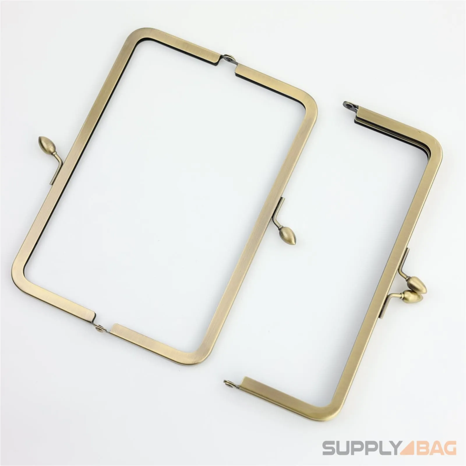 8 x 3 inch - Teardrop Clasp - Antique Brass Metal Purse Frame