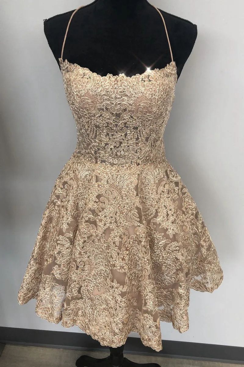 A-line Lace Short Homecoming Dresses