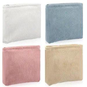 Abbylike 4 Pcs Floral Makeup Bag Corduroy Cosmetic Bag with Zipper Portable Small Pouches for Purse Toiletry Mini Pouch Cute Mini Makeup Purse for Coin Essentials Items Women(Plain)