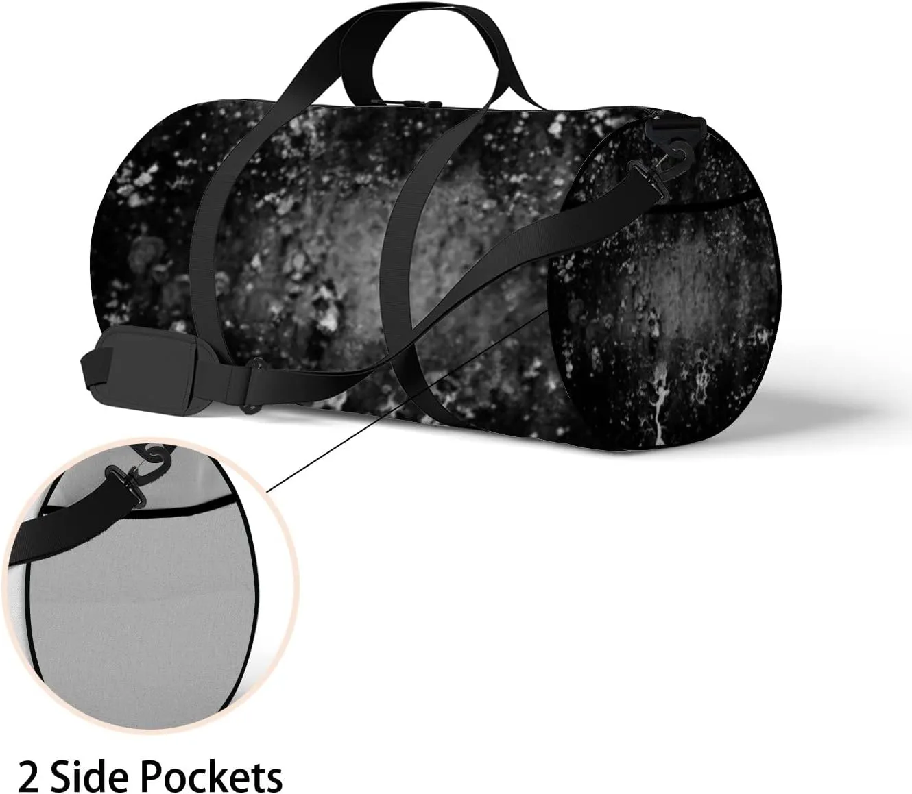 Abstract Background Monochrome Texture Image Includes Sports Bag Tote Bag Waterproof Gym Bag with Shoulder Strap Zipper 2 Side Pockets for Men and Women, Travel and Storage Shoulder Bag.