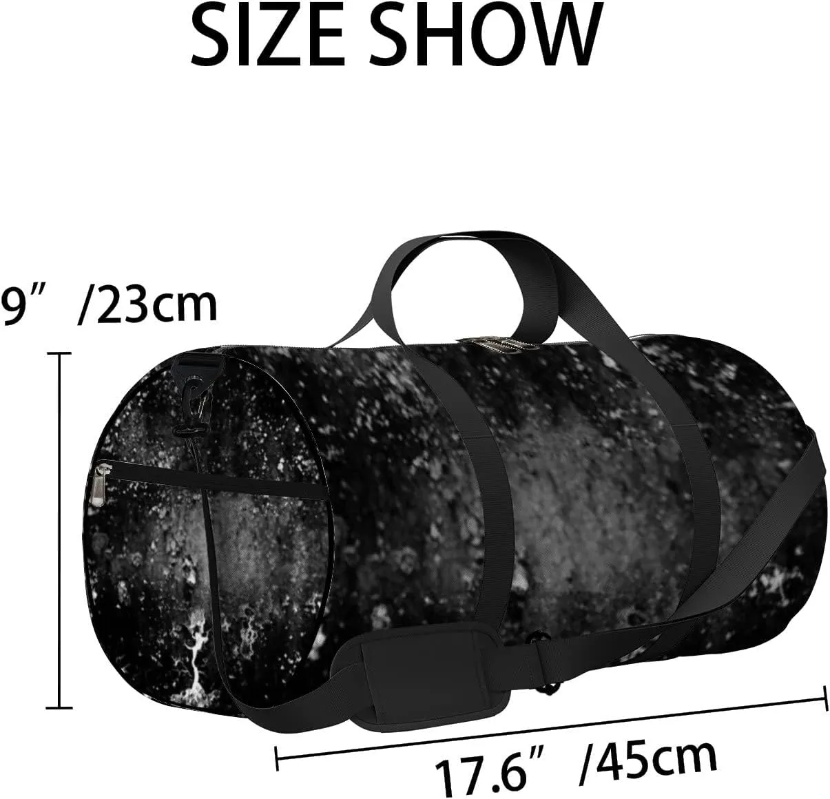 Abstract Background Monochrome Texture Image Includes Sports Bag Tote Bag Waterproof Gym Bag with Shoulder Strap Zipper 2 Side Pockets for Men and Women, Travel and Storage Shoulder Bag.
