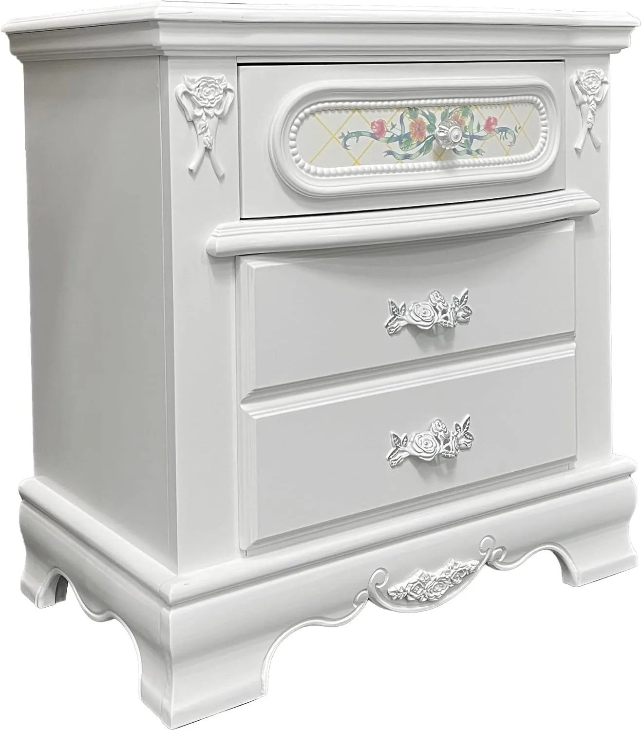 Acme Flora 2 Drawers Nightstand in White