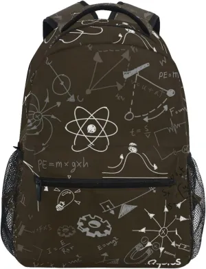 Acpiggto Backpack Daypack Shoulder Bag with Name Label Tag Brown Physics Formula Scientific Diagram Blackboard Luggage Bag for Gym Sports Casual Women Men