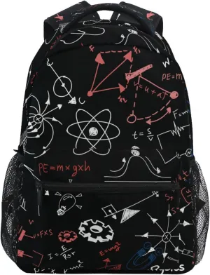Acpiggto Backpack Pink Physics Formula Scientific Diagram Blackboard Daypack Shoulder Bag with Name Label Tag for Travel Hiking Casual Camping Sports Gym