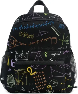Acpiggto Backpack Small Daypack Shoulder Bag with Name Label Tag Hippie Math Formula Diagram Education Blackboard Rucksack Bookbag