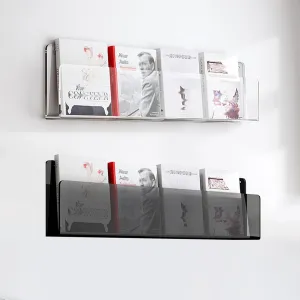 Acrylic Magazine Holder Blue Orange Green Black Clear, 2 Pack Wall Brochure Rack Book Shelf for Office/ Coffee Shop/ Waiting Room/ Home Display, File Organizer Vinyl Record Stand ( Color : Clear Black
