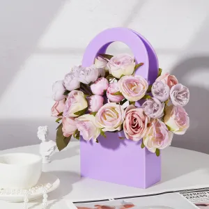 Acrylic Purse Vase for Flowers, 11x5.5 Inches Aesthetic Handbag With Handle - Modern Decorative Home Decor, Centerpiece for Events, Office, Garden, Wedding (Purple)
