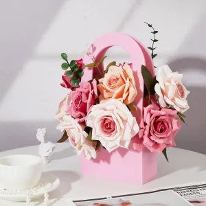 Acrylic Purse Vase for Flowers, Aesthetic Vase with Handle, 11x5.5 Inches Handbag Flower Vase - Modern Decorative Vase for Home Décor, Enterpiece, Events, Office, Garden, Wedding (Pink)