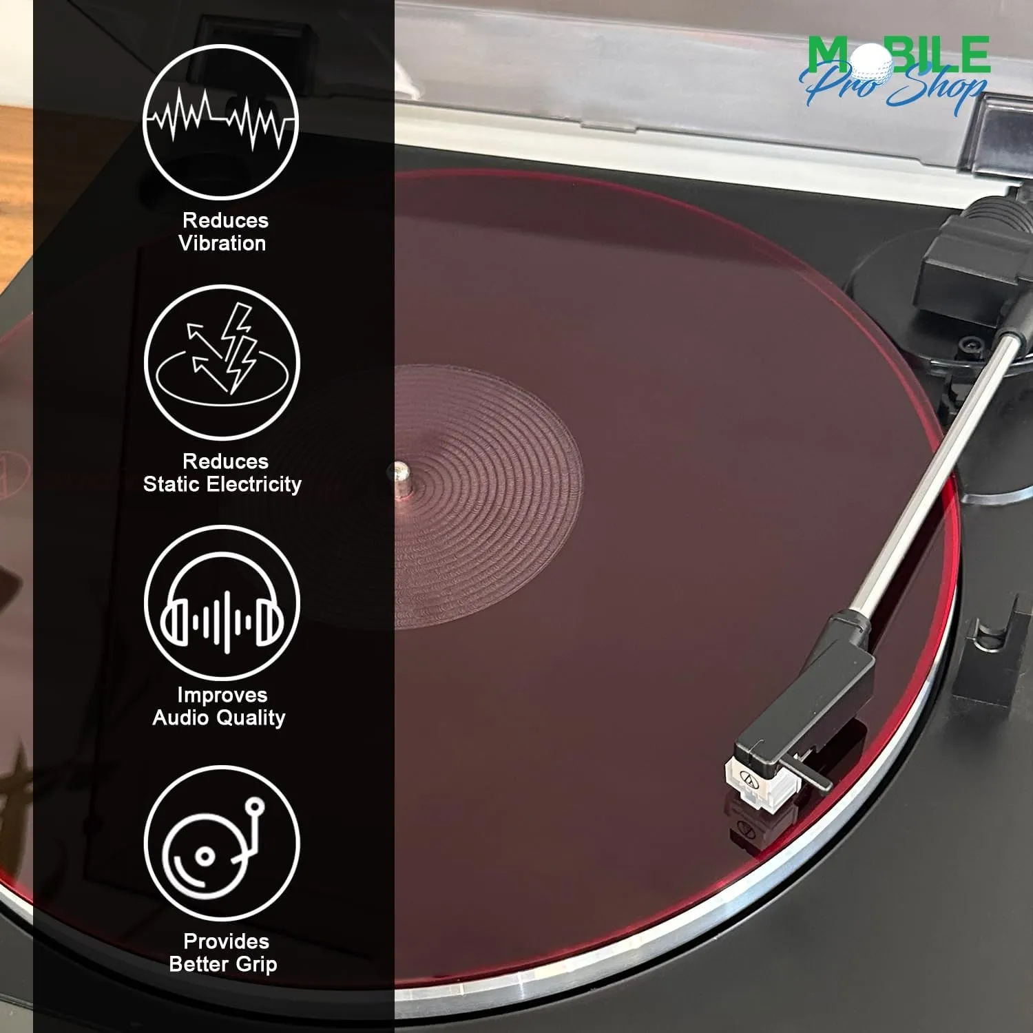 Acrylic Turntable Mat-Platter Vinyl Slipmat for 12 Inches LP Players-Reduced Noise & Improves Sound Quality & Provides Tighter Bass-Anti Static Record Player Mat.