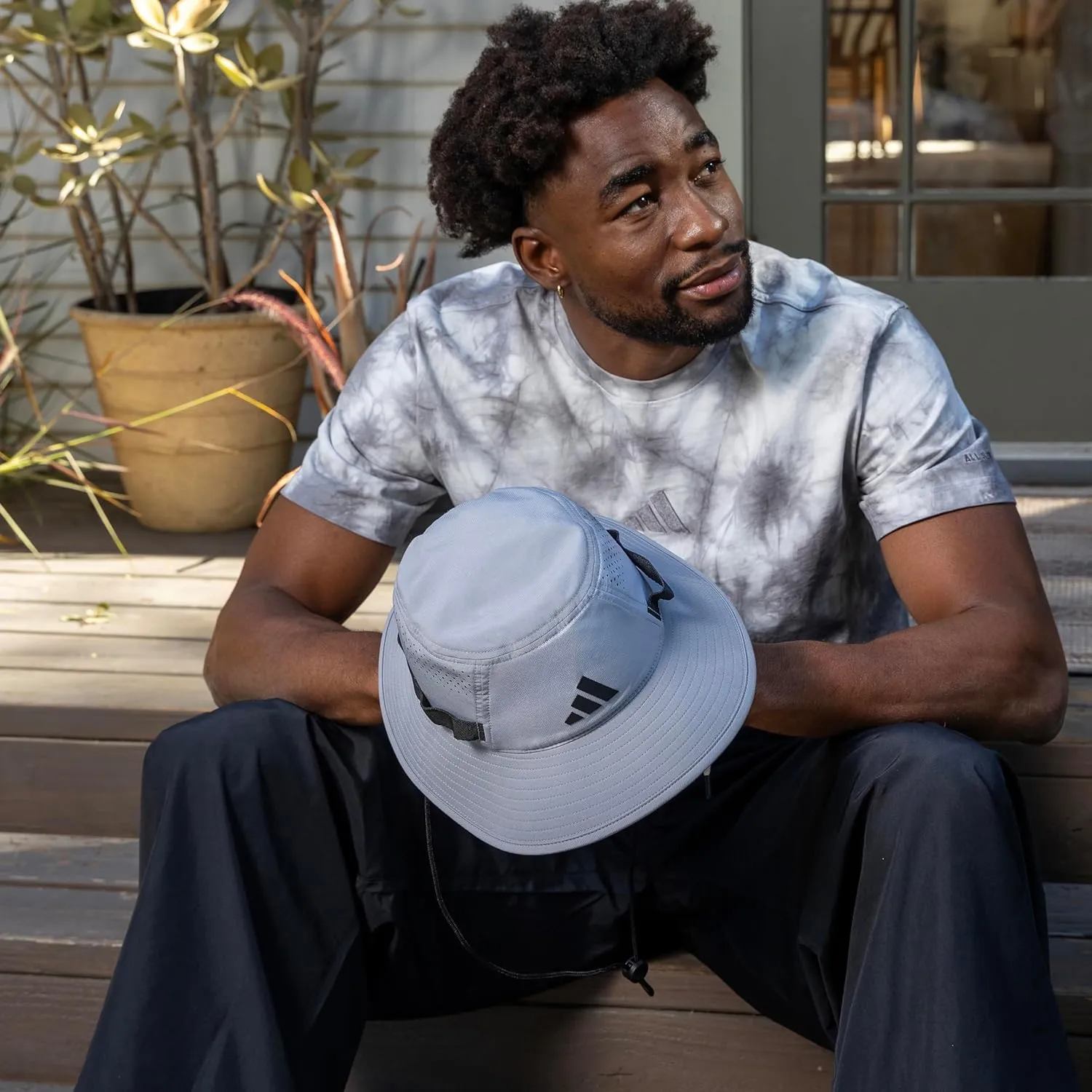 adidas Men's Victory Bucket Hat outdoors and sideline wide brim style for sun protection