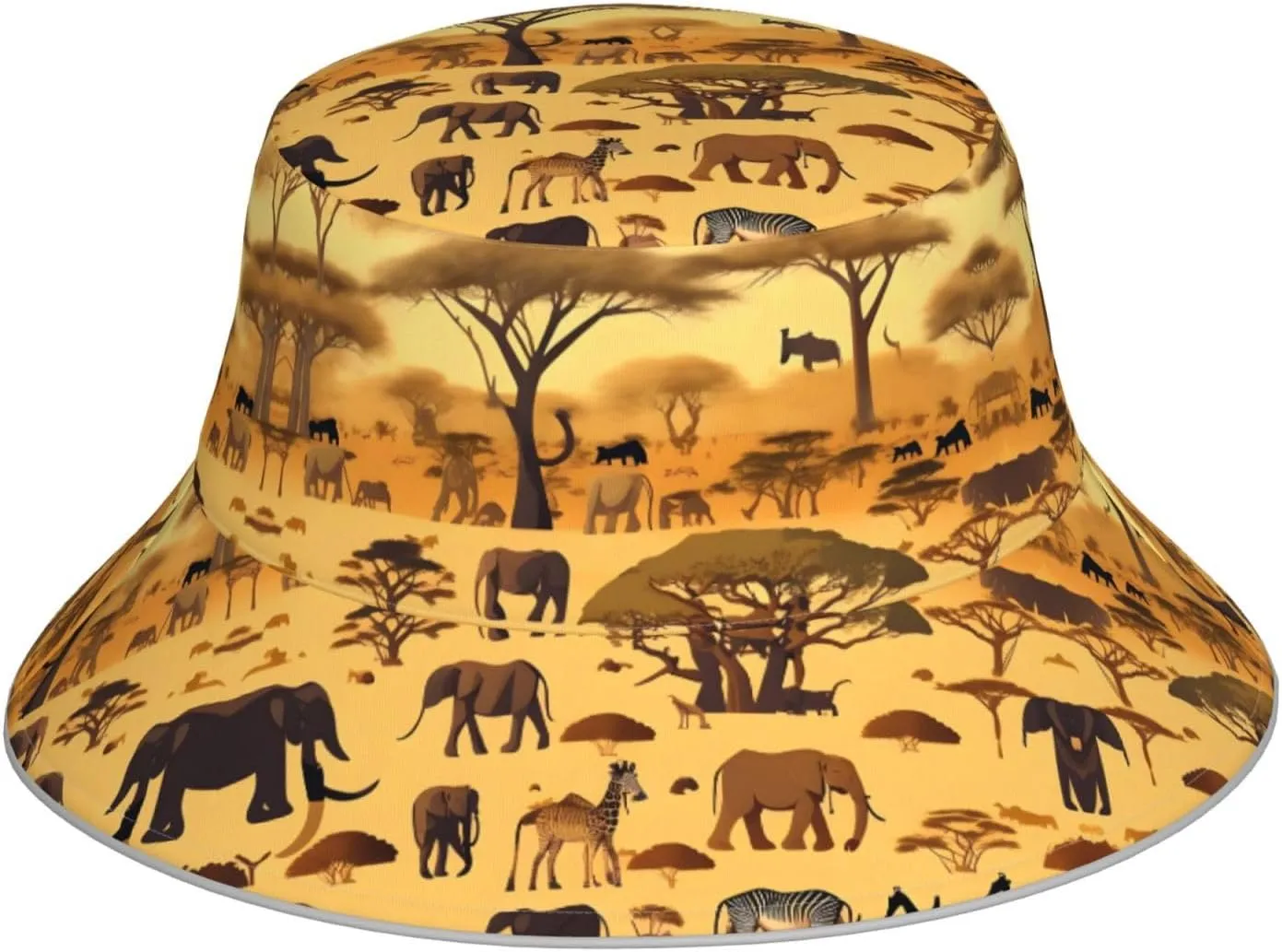 African Grassland Animals Bucket Hat Unisex Suitable for Gardening, Beach, Camping Fishing and Other Outdoor Activities Black