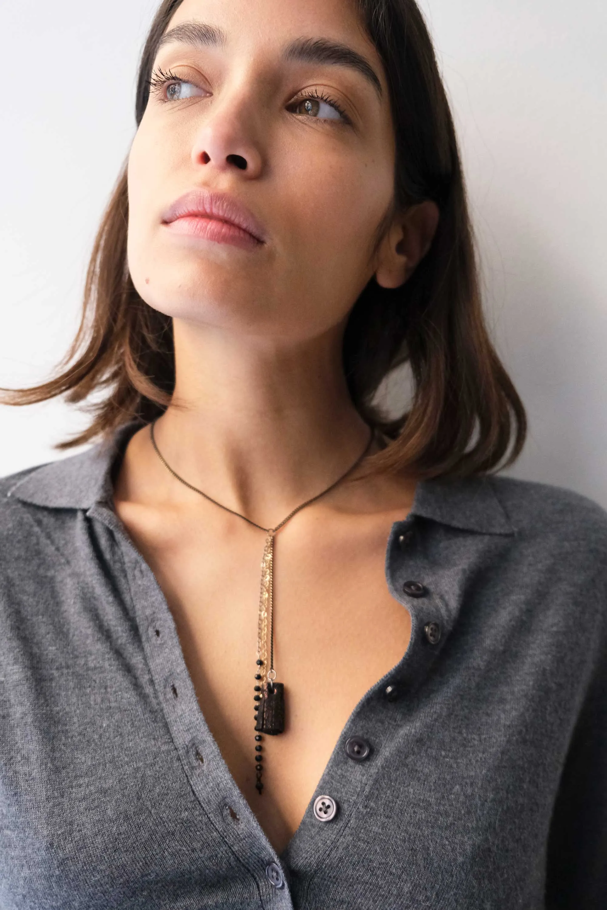 Afrodite micro necklace in leather bronze - Made in Italy -