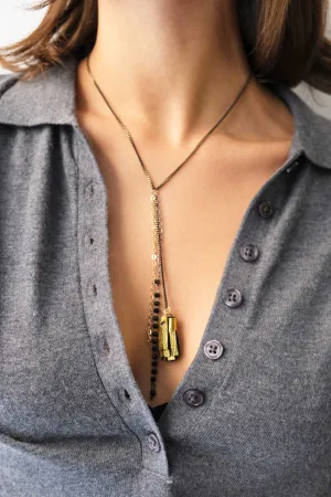 Afrodite micro necklace in leather gold - Made in Italy -