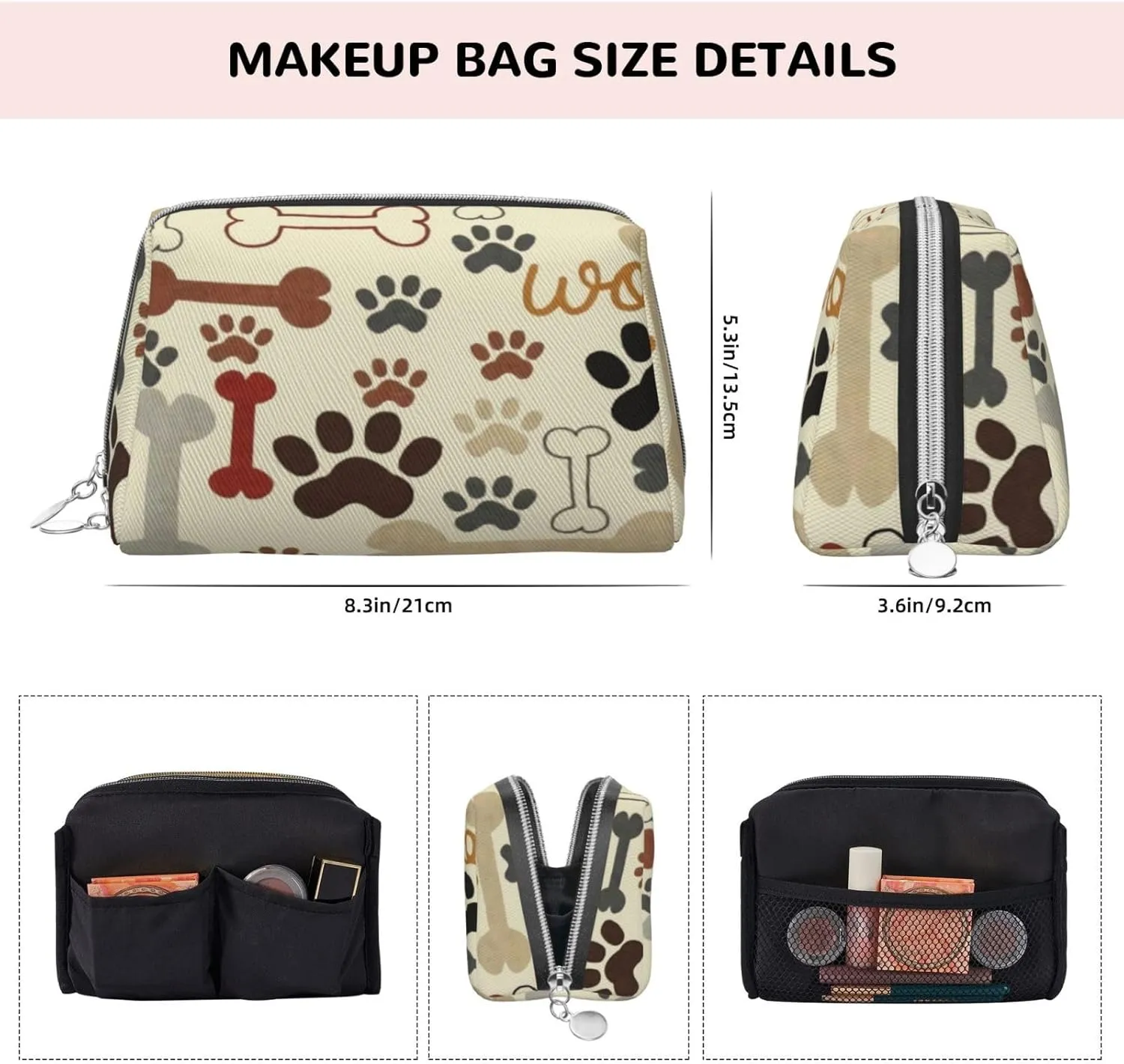 Airplane,Leather Large Makeup Bag Zipper Pouch,Old Airplane Cockpit Antique Engine,Travel Cosmetic Organizer for Women and Girls,Blue,M