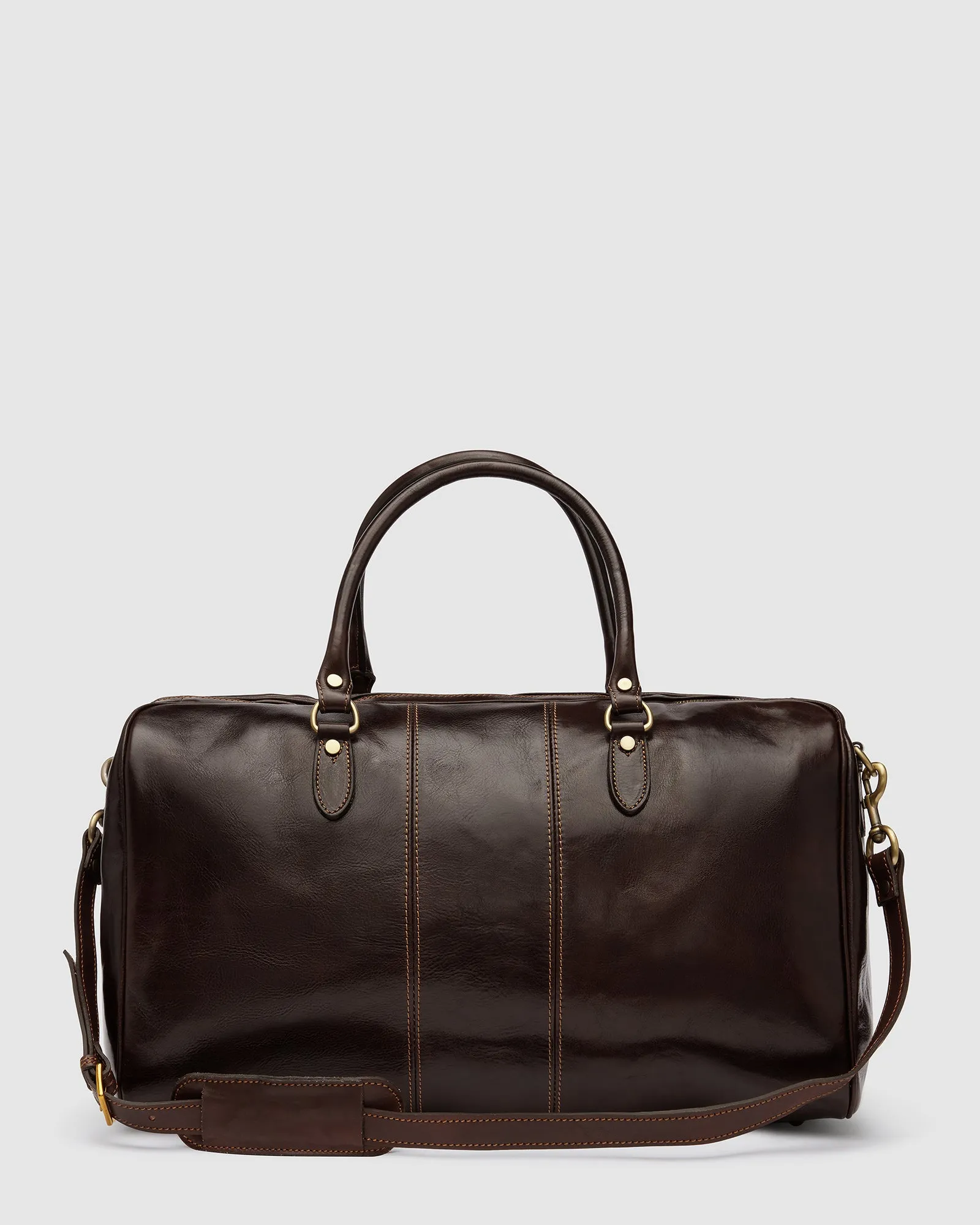 Albertis Chocolate Leather Weekender Bag