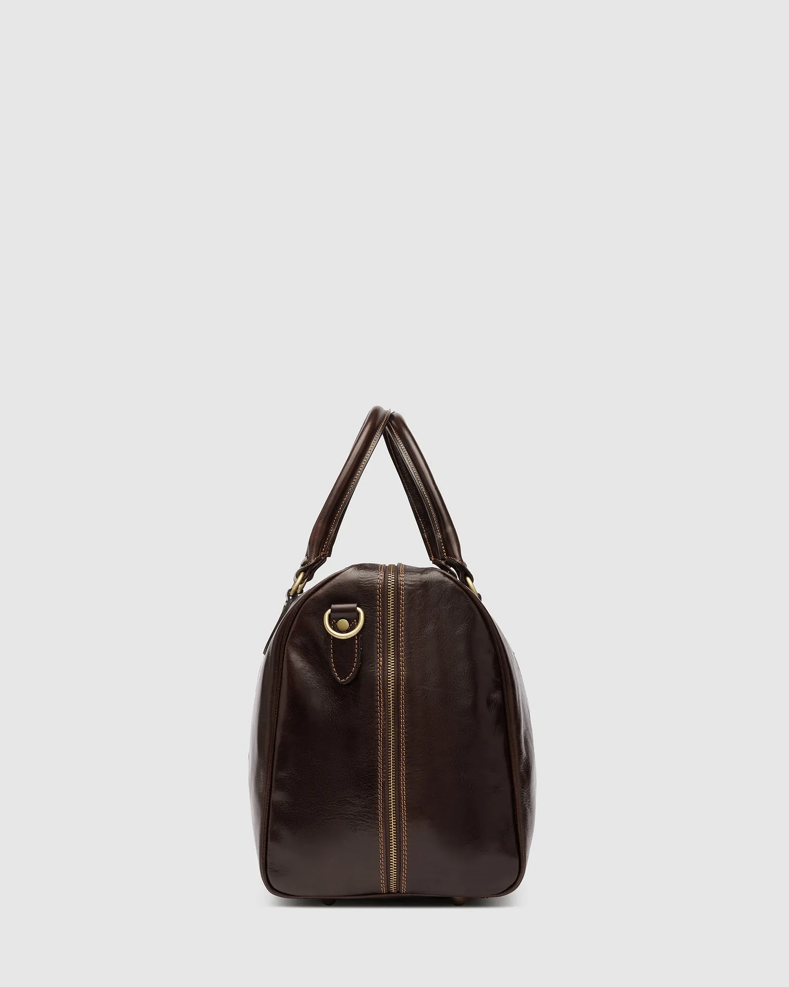 Albertis Chocolate Leather Weekender Bag
