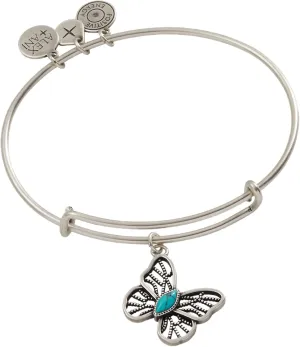 Alex and Ani Turquoise Filigree Butterfly Charm Bangle