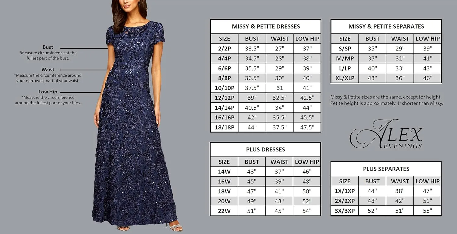 Alex Evenings Women's Slimming Short Cocktail Dress with Bell Sleeves, Wedding Guest (Petite and Regular Sizes)