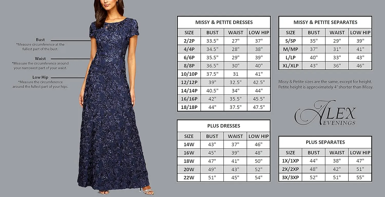 Alex Evenings Women's Slimming Short Cocktail Dress with Bell Sleeves, Wedding Guest (Petite and Regular Sizes)