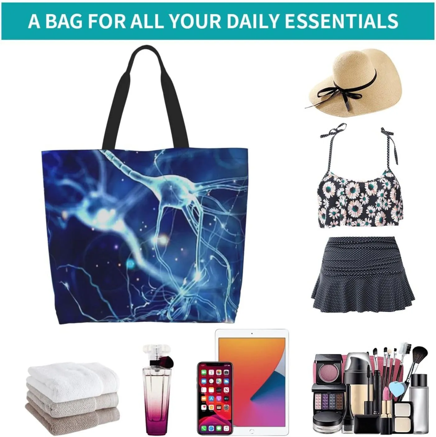 Alien Invasion Tote Bag Shopping Bag Portable Handbags Tote Shoulder Bucket Bags for Women