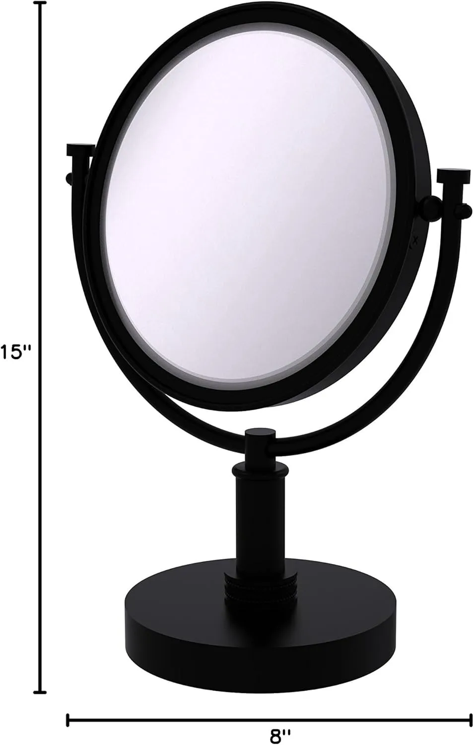 Allied Brass DM-4D/2X 8 Inch Vanity Top 2X Magnification Make-Up Mirror, Matte Black