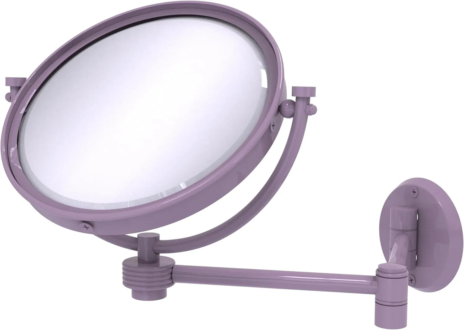 Allied Brass WM-6G/4X-LVN 8 Inch Wall Mounted Extending Make-Up Mirror 4X Magnification with Grooved Accent, Lavender
