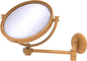 Allied Brass WM-6G/5X-GLY 8 Inch Wall Mounted Extending Make-Up Mirror 5X Magnification with Grooved Accent, Golden Yellow